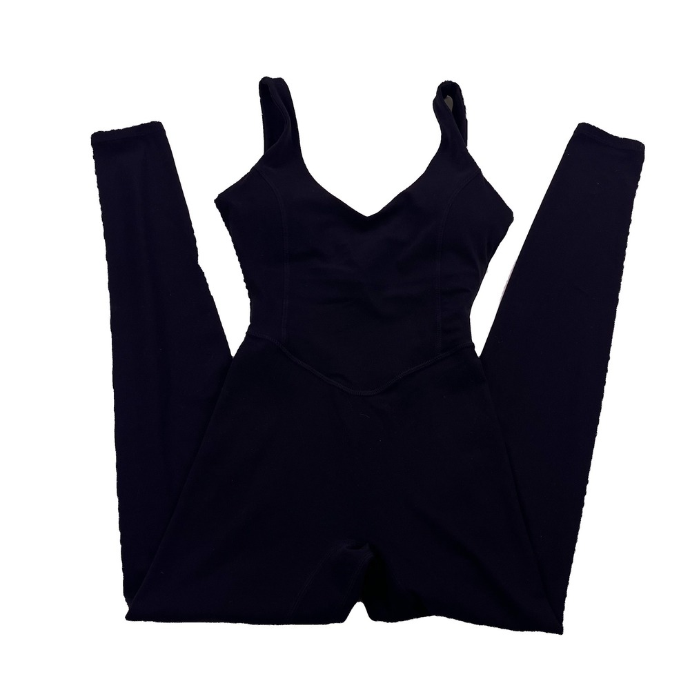 Vitality Black V-Neck Activewear Jumpsuit Full Length Cloud Bodysuit 2XS